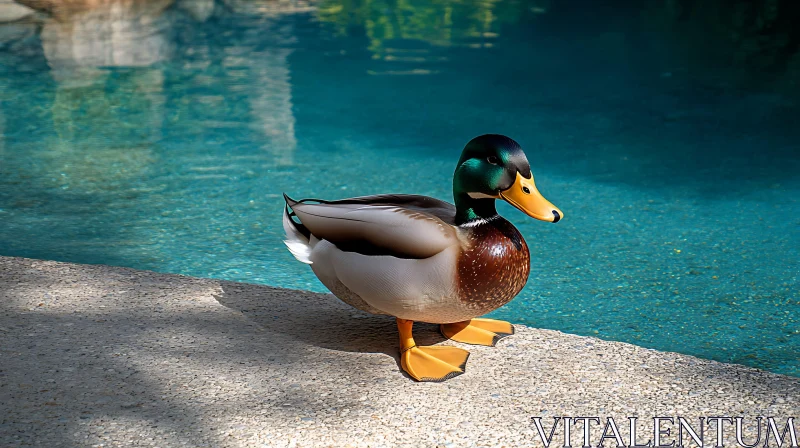 Duck by the Pool AI Image