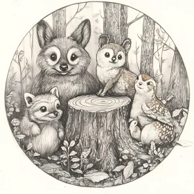 Charming Woodland Creatures Drawing