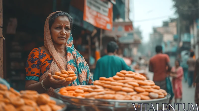 AI ART Woman Selling Snacks on the Street