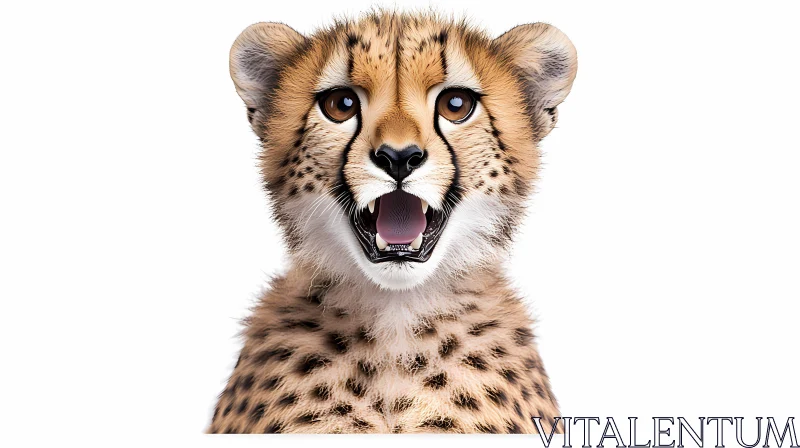 Expressive Cheetah Cub Portrait AI Image