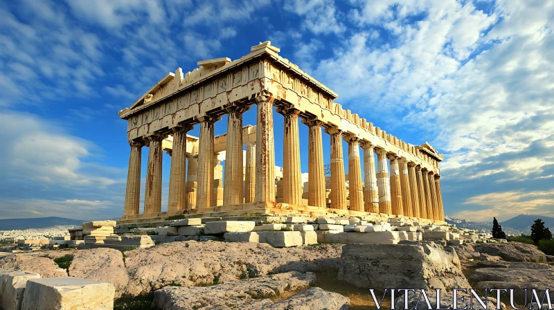 AI ART Parthenon Temple Under Cloudy Sky