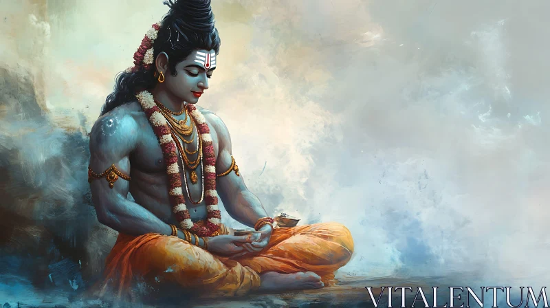 Serene God in Meditation Artwork AI Image