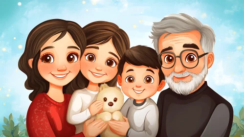 Cartoon Family Togetherness Illustration