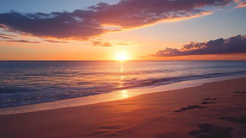 Sunset Over the Ocean: A Peaceful Beach