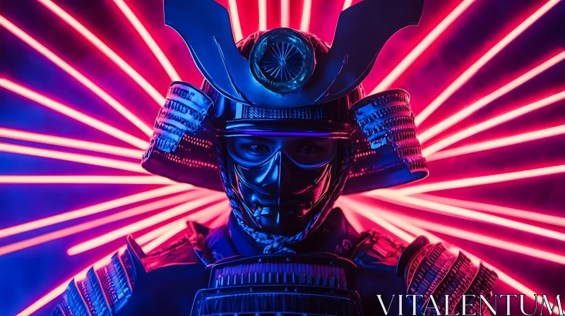 Cyberpunk Samurai: Neon Warrior Portrait AI Image