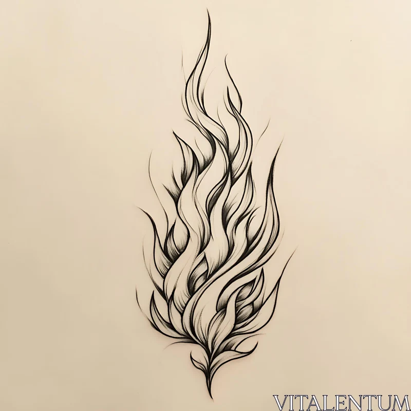 Monochrome Flowing Flame AI Image