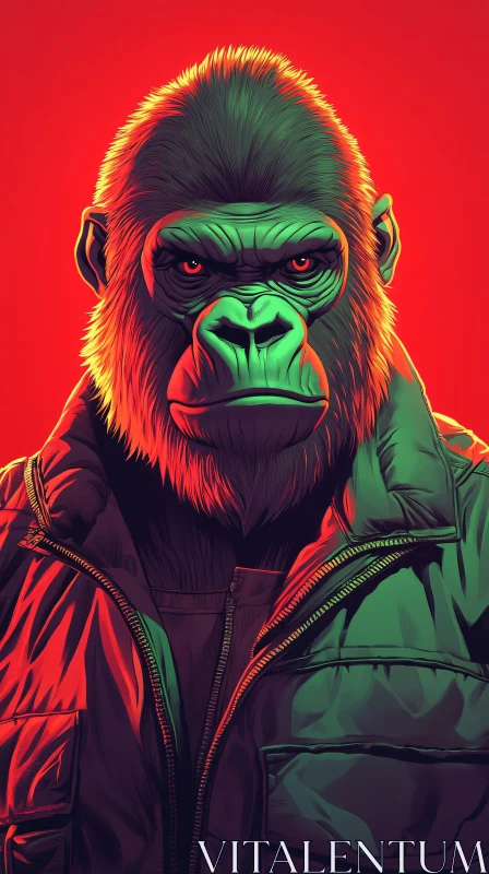 Stylized Gorilla Portrait AI Image