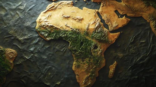 Textured Africa Continent Map Art