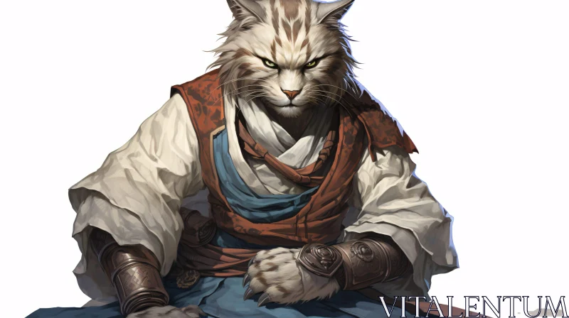 AI ART Feline Warrior Deep in Thought