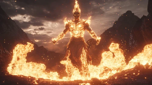 Mythical Fire Being in Flames