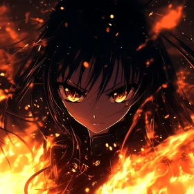 Intense Anime Character Engulfed in Flames