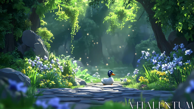 Peaceful Nature with Duck AI Image