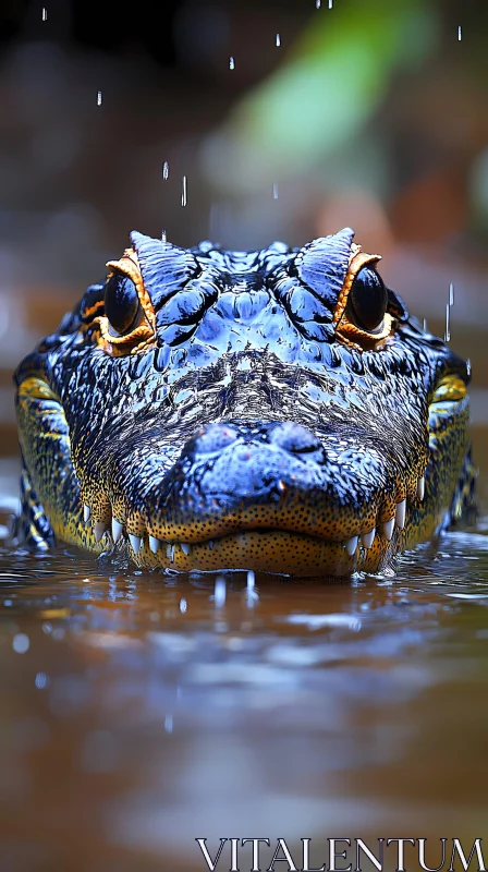 Crocodile with Blue and Orange Scales AI Image