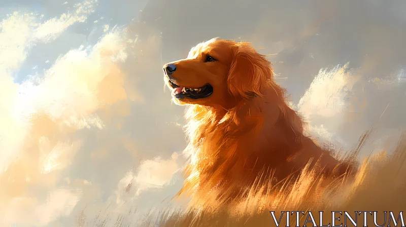 Golden Retriever at Dusk AI Image