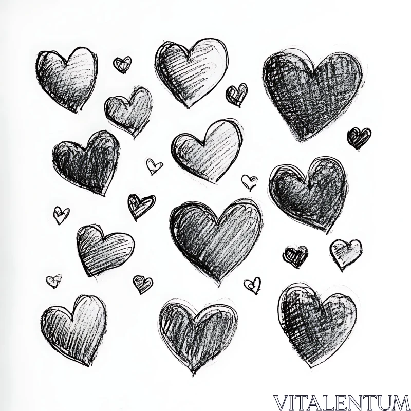 Black and White Heart Drawing AI Image