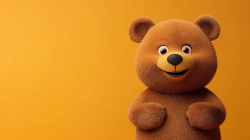 Adorable Teddy Bear on Orange