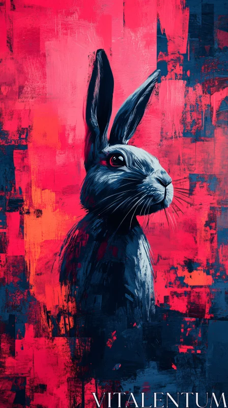 Vivid Bunny Painting with Abstract Flair AI Image