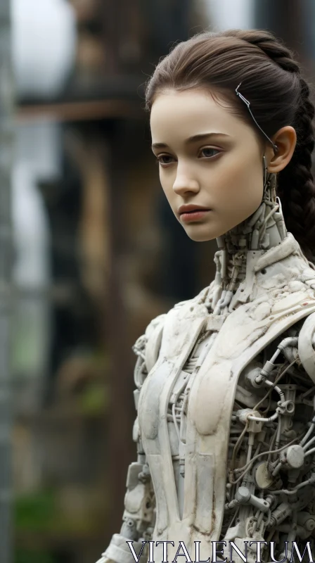 Cybernetic Future - A Portrait of a Woman in a Robotic Suit AI Image