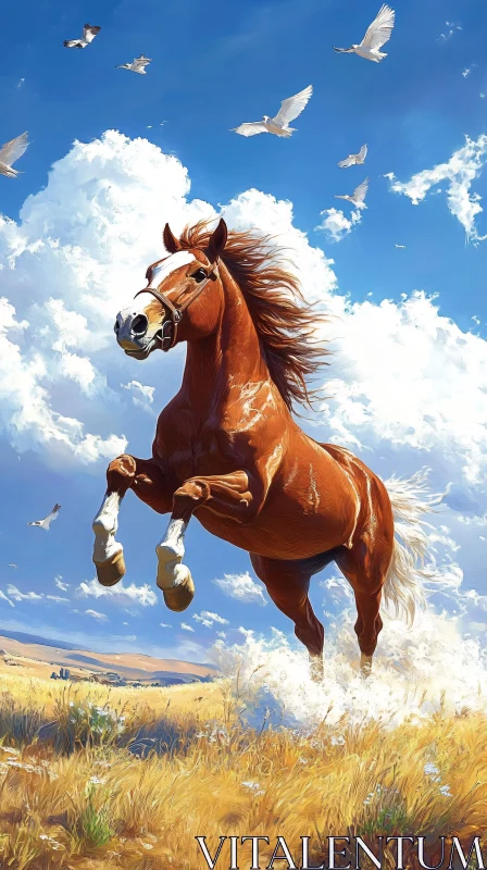 Freedom in Motion: Horse in Nature AI Image