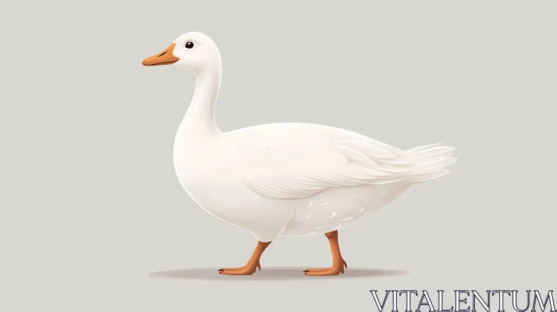 Serene White Goose Against Neutral Background AI Image