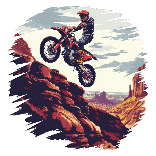 Dirt Bike Adventure in Desert - Vintage Style Illustration POD Design