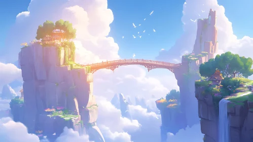 Fantasy Sky Bridge Amidst Clouds