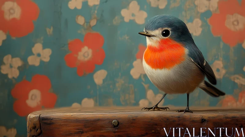 Colorful Bird Against Vintage Background AI Image