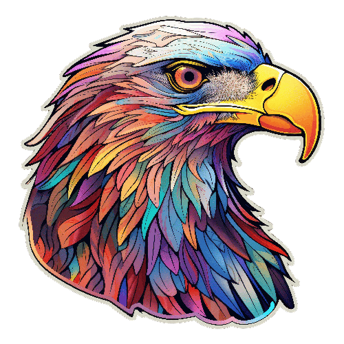 Majestic Bald Eagle Portrait with Colorful Feathers