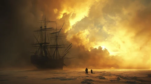 Majestic Ship in the Arctic: A Captivating Painting