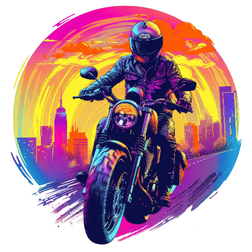 Retro Night City Motorcycle Ride - Urban Adventure POD Design