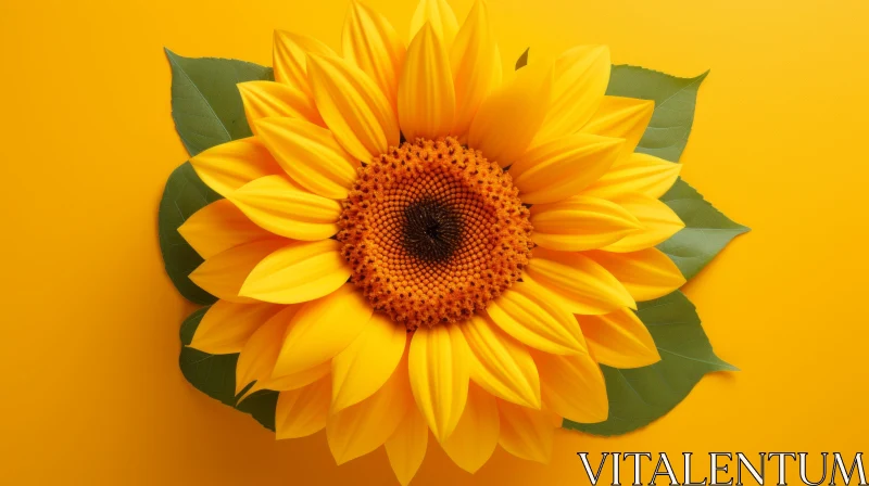Sunflower Isolated on Yellow Background - Organic Sculpting and Bold Use of Color AI Image