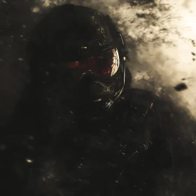 Sci-Fi Soldier Emerging from Smoke