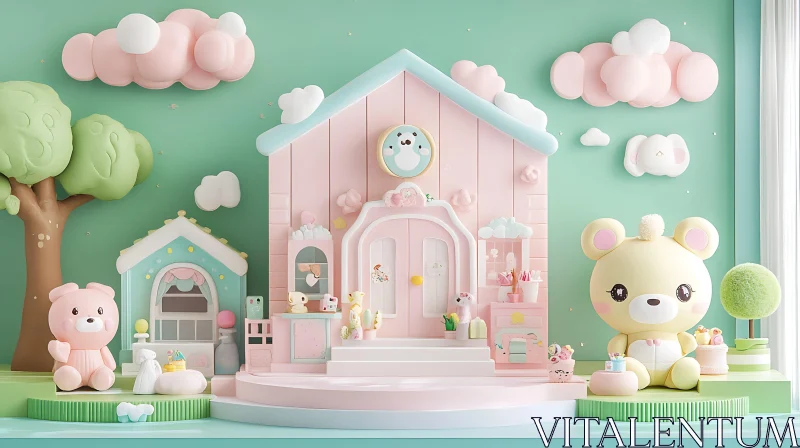 AI ART Charming Toy House Still Life