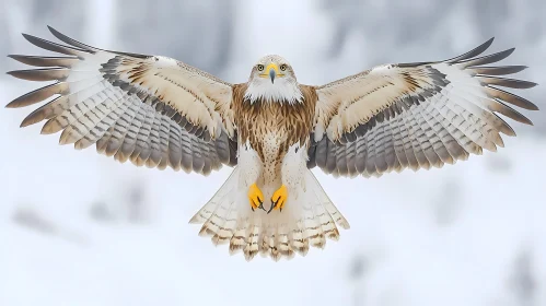 Eagle Soaring Amidst Snow