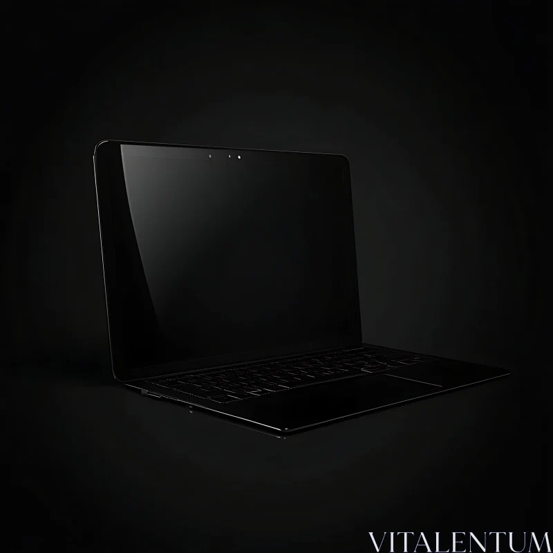 Elegant Black Laptop Device AI Image