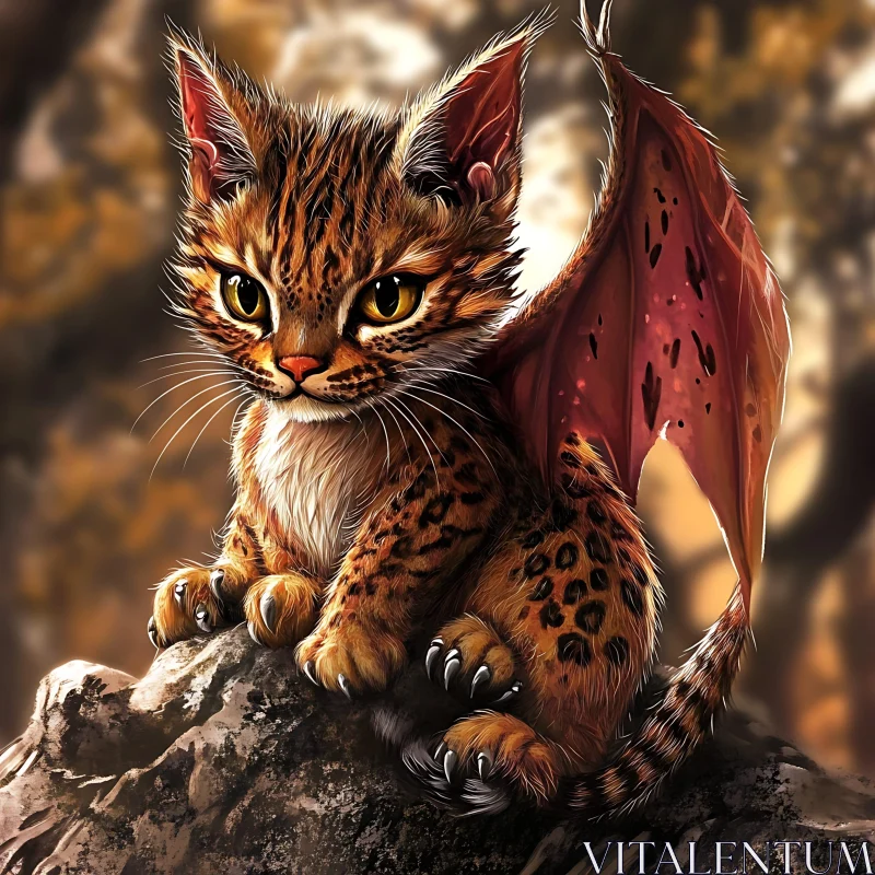 AI ART Feline Dragon Hybrid Illustration