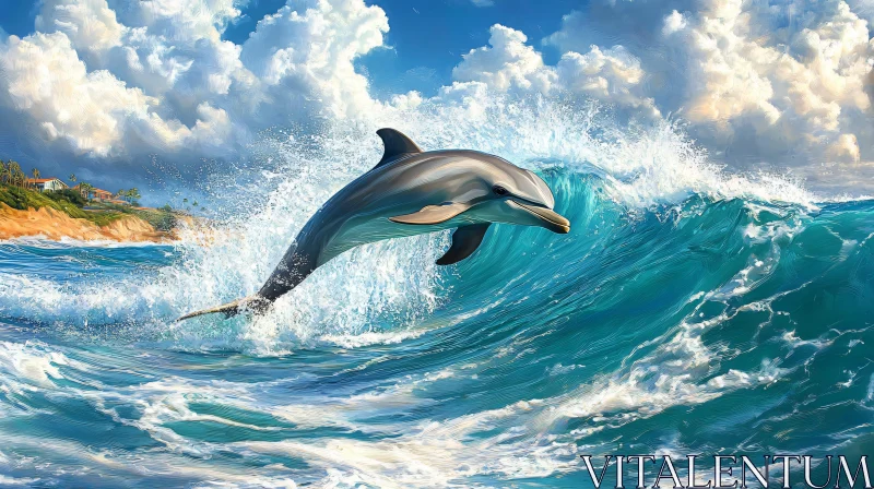 Graceful Dolphin in Turquoise Sea AI Image