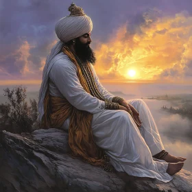 Man in Turban at Sunset