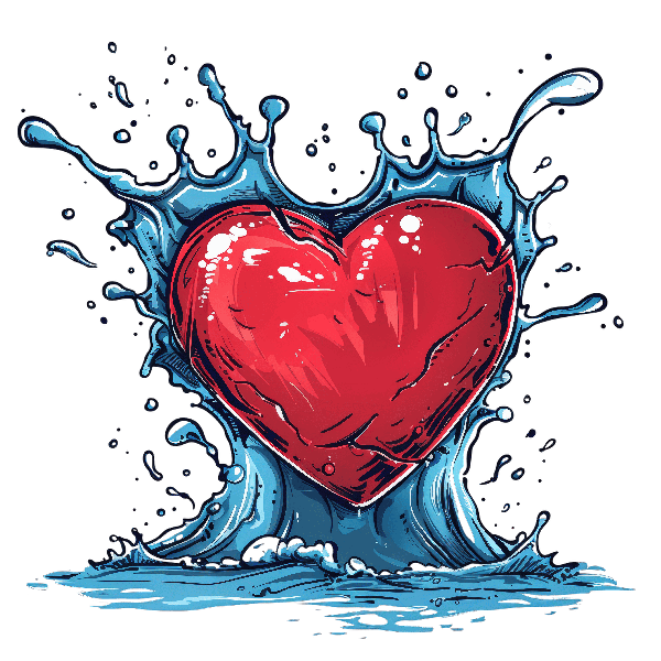 Dynamic Heart Splash Illustration POD Design