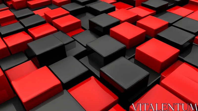 AI ART Geometric Cubes in Red and Black