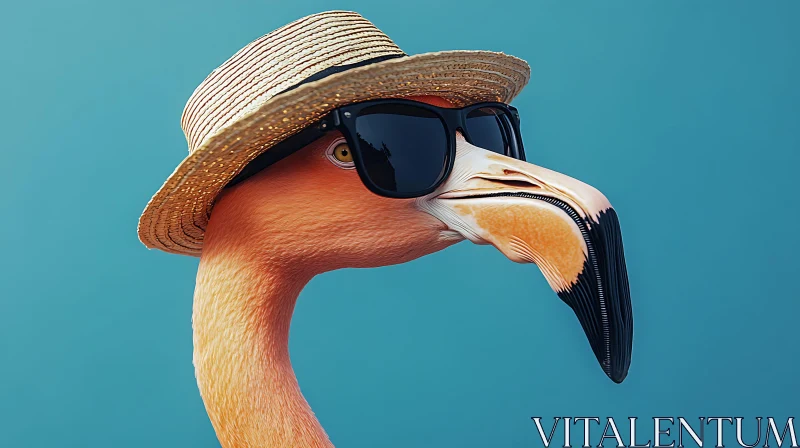 Flamingo in Summer Attire AI Image