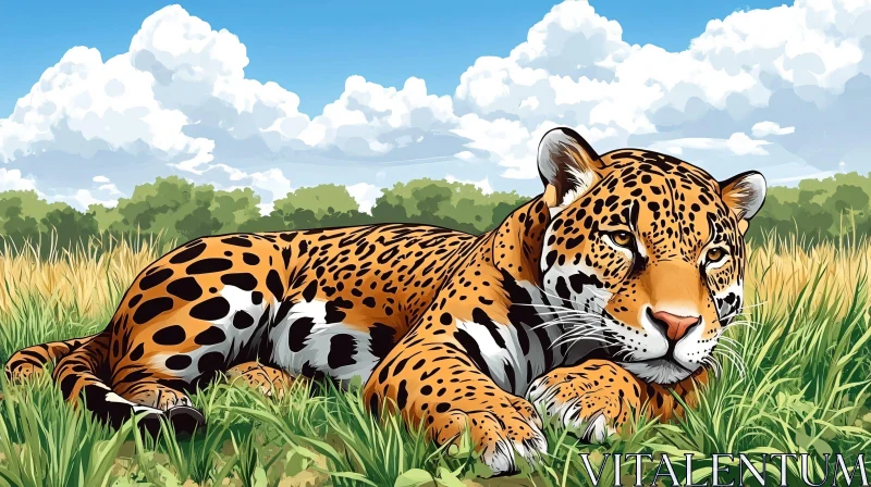 Leopard in Grassland AI Image