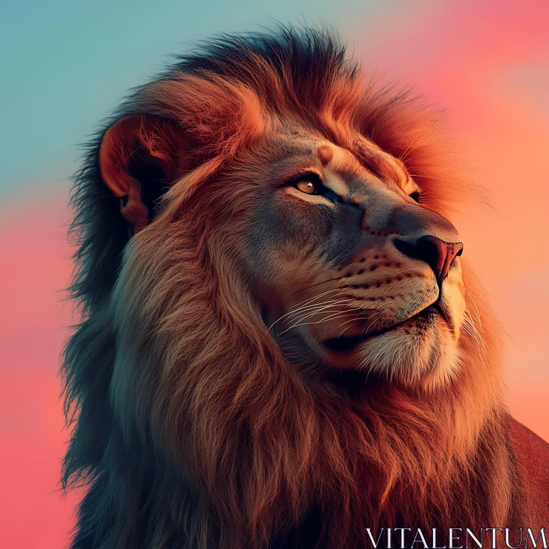 AI ART Lion with Sunset Mane