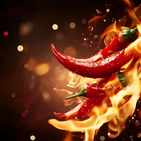 Sizzling Hot Chili Peppers on Fire