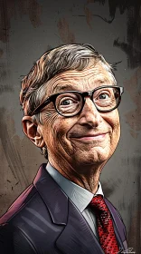 Bill Gates Illustration in a Suit