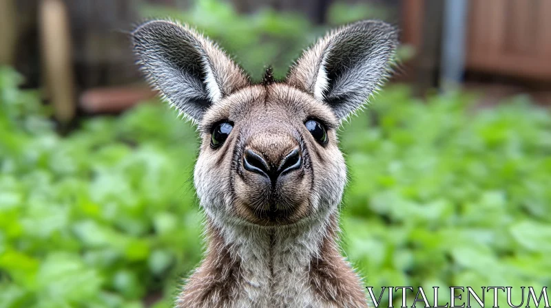 Expressive Kangaroo Face in Natural Setting AI Image