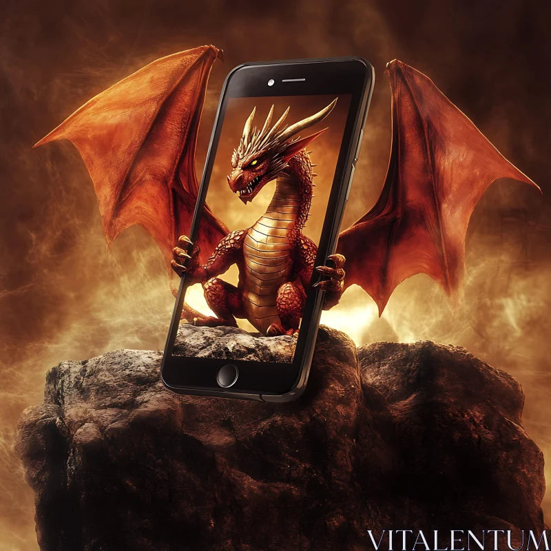 Mobile Dragon: A Tech-Infused Mythical Creature AI Image