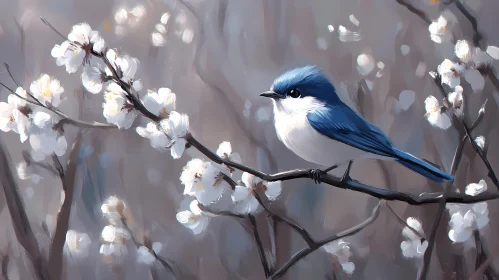 Peaceful Avian Moment Amidst Blossoms