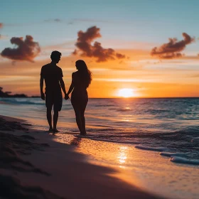 Silhouetted Couple at Sunset