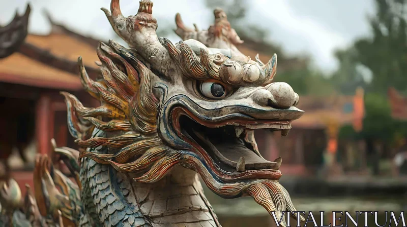 Ornate Dragon Sculpture Close-up AI Image